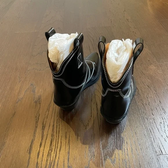 GANNI Black Western Ankle Boots SIZE 37 - Picture 5 of 7